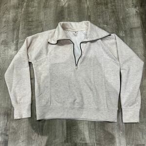 Danskin Quarter Zip Pullover Sweatshirt Oatmeal Speckled XS Athleisure